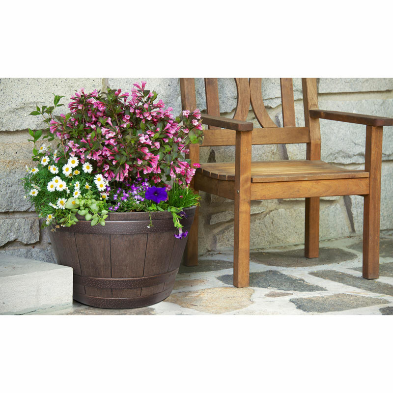 Pot de fleurs en résine Jibril, Noyer du Kentucky, H 13 po x l 22,2 po x P 22,2 po