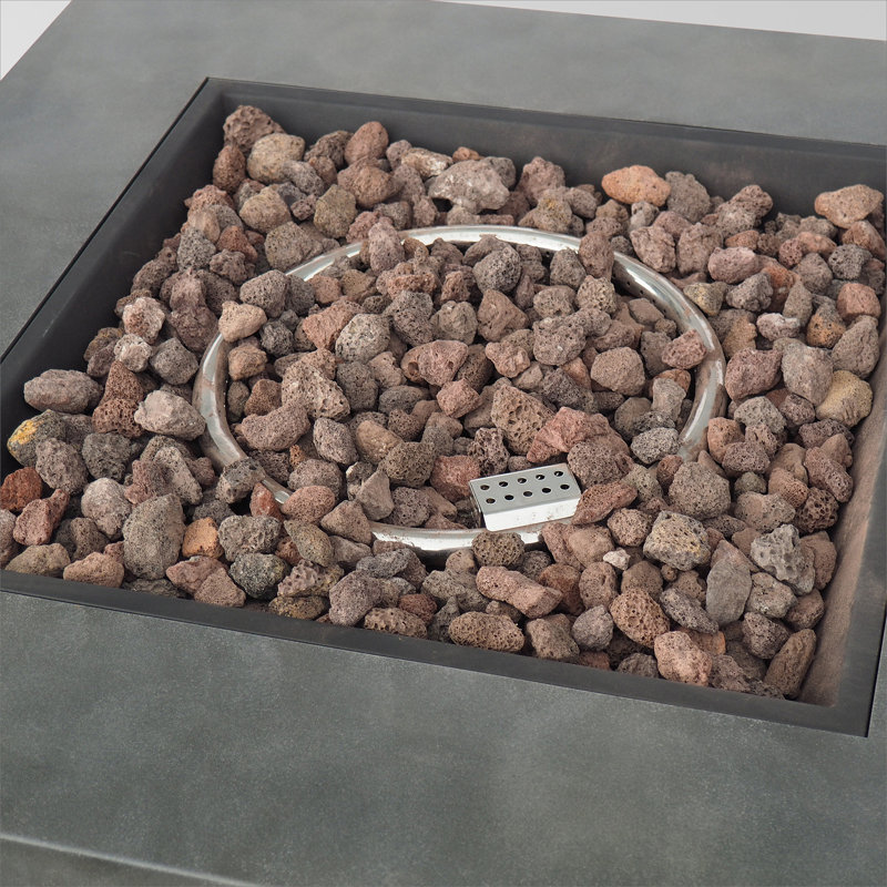 SQUARE IRON FIRE PIT-50 000 BTU, Stone Gray