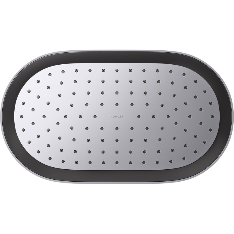 Statement 14" Single-Function Wall or Ceiling-Mount Round Rainhead, Oblong Rain Showerhead 2.5 GPM, Polished Chrome