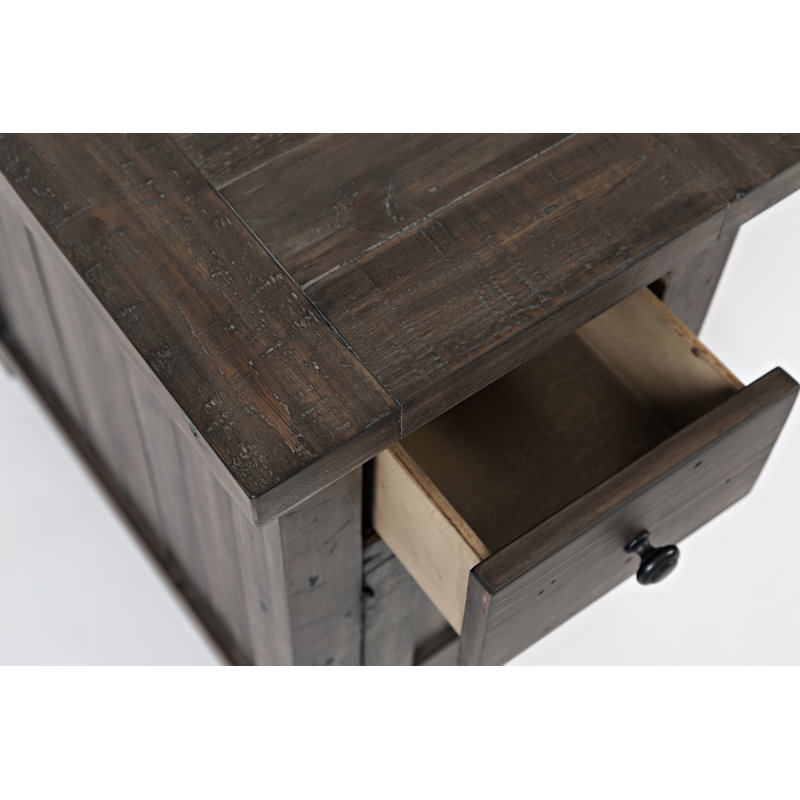 Hemsworth Solid Wood End Table with Storage, Brown