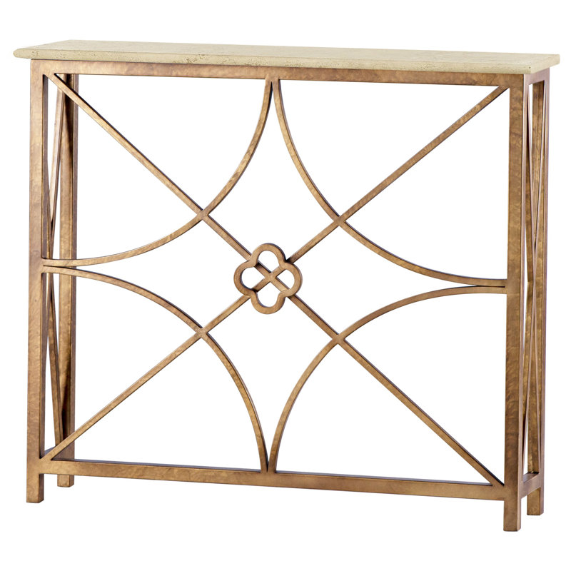 37" Console Table, Carrera Marble, Royal Gold