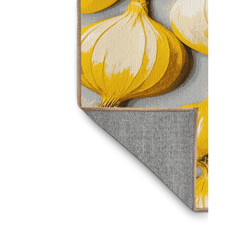  Tapis jaune lavable avec légumes et oignon, Carré 4 pi