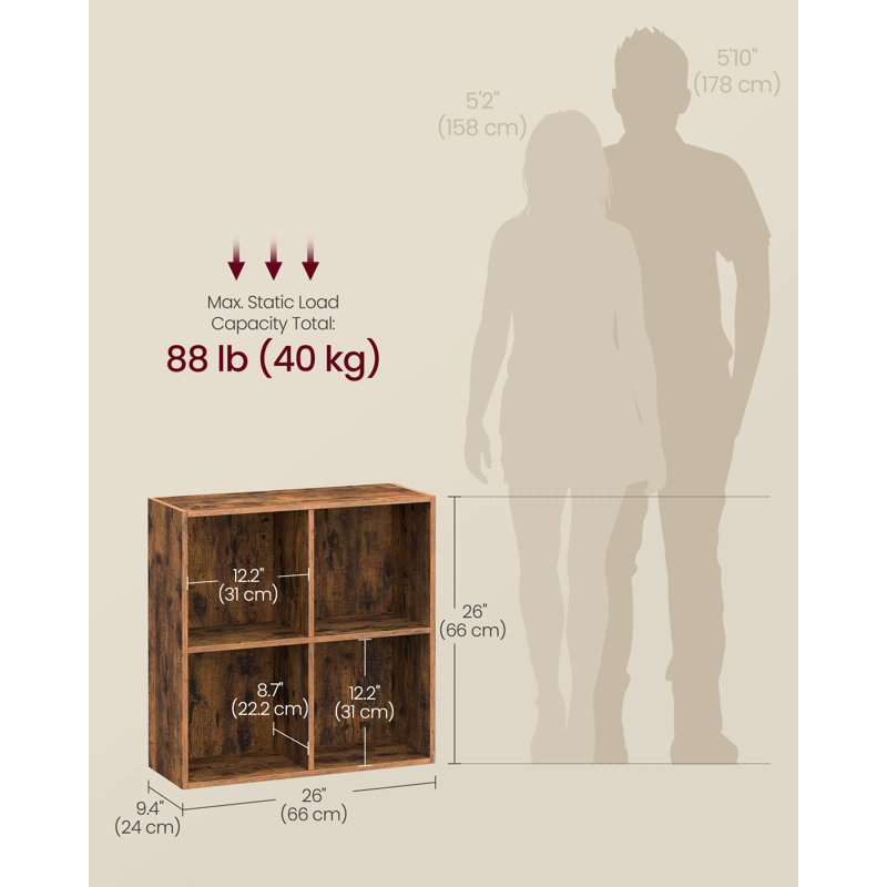 4-Cube 26''H X 26''W Bookcase, Rustic Brown