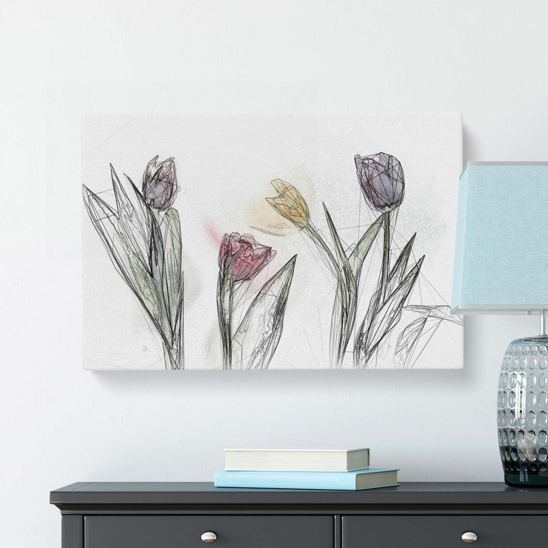Colourful Tulip Flowers in Abstract - Wrapped Canvas, 35cm H x 50cm W x 3cm D