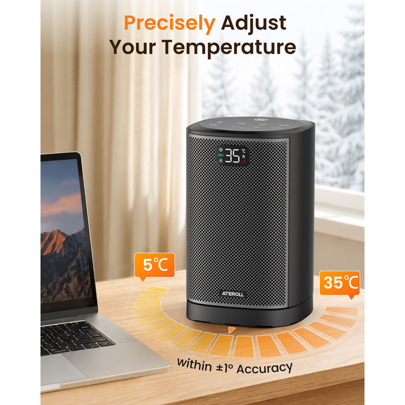 Portable PTC Space Heater,Touch & Remote Control, 75° Oscillation, ECO Mode, Overheat & Tip-Over Protection for Home Office