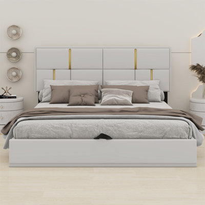 Upholstered Platform Bed With Hydraulic Storage System