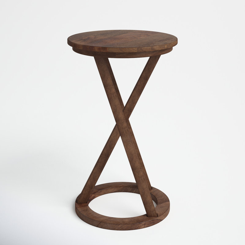 Table à plante en bois massif Altman Cruz, Noyer brun