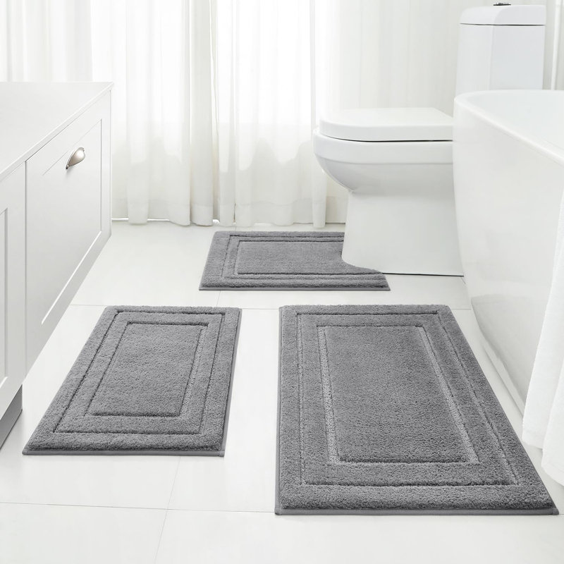 Carnlougherin Microfiber / Microsuede Non-Slip Bath Rug, Gray