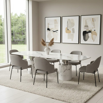 Marble Top Metal Base Dining Table