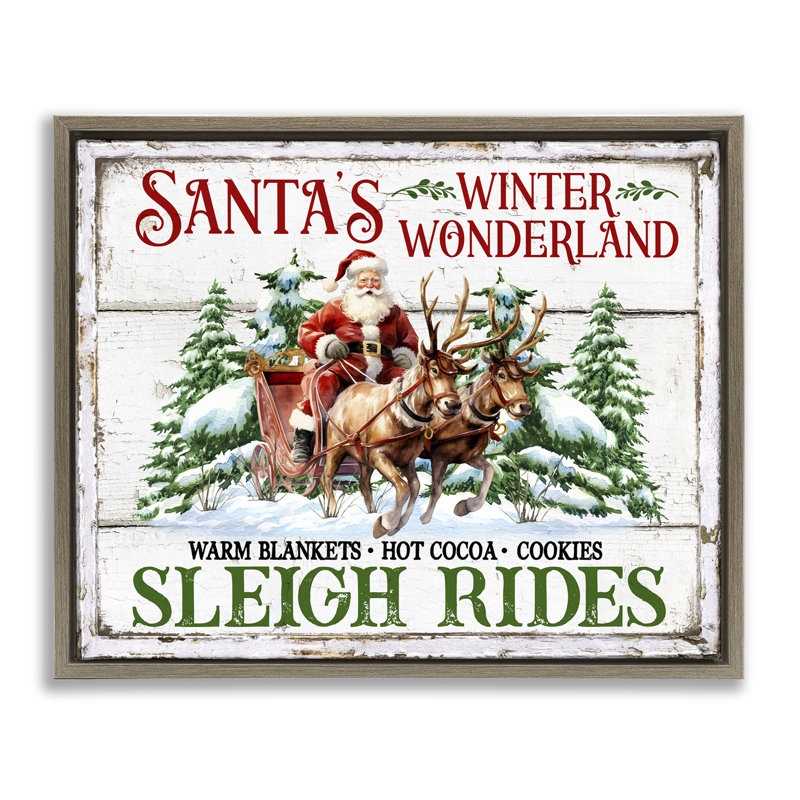 «Winter Wonderland Sleigh Rides», art mural sur toile par Creatif Belle, H 17 po x l 21 po, Cadre flottant orme Montalcino