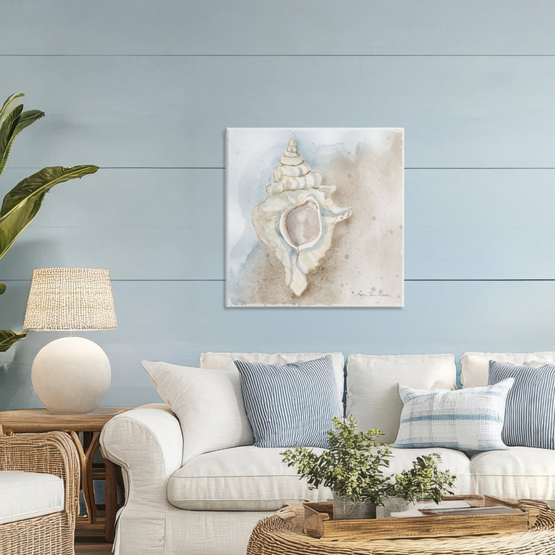 Conch subtile sur toile de rivage, conception par Audrey Jeanne Roberts, H 30 po x l 30 po