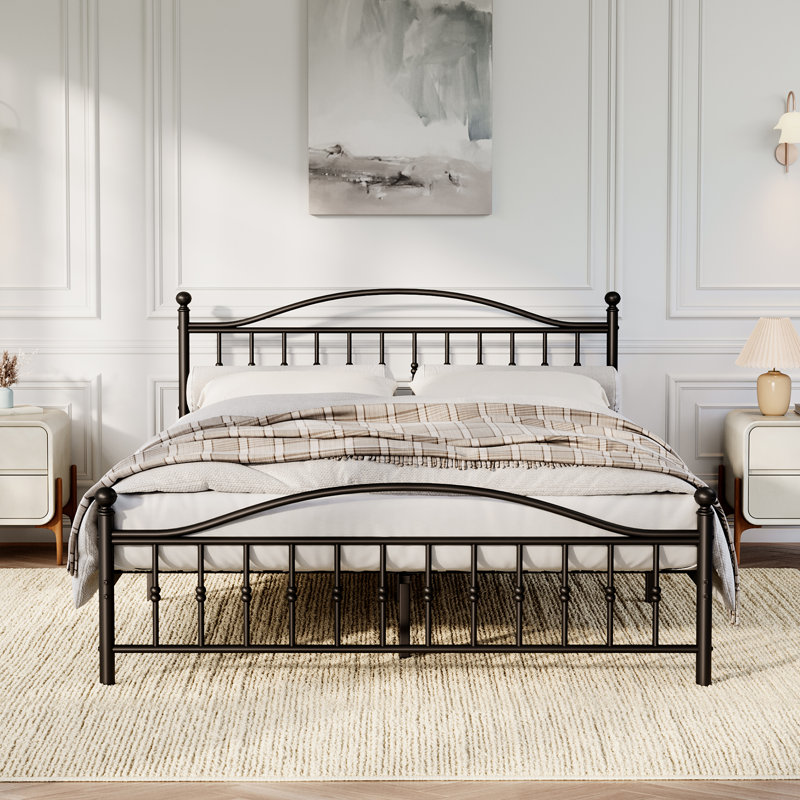 Structure de lit plateforme en métal robuste, Grand lit
