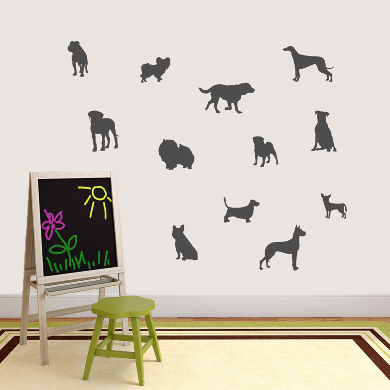 Adhésif décoratif chien, Gris foncé