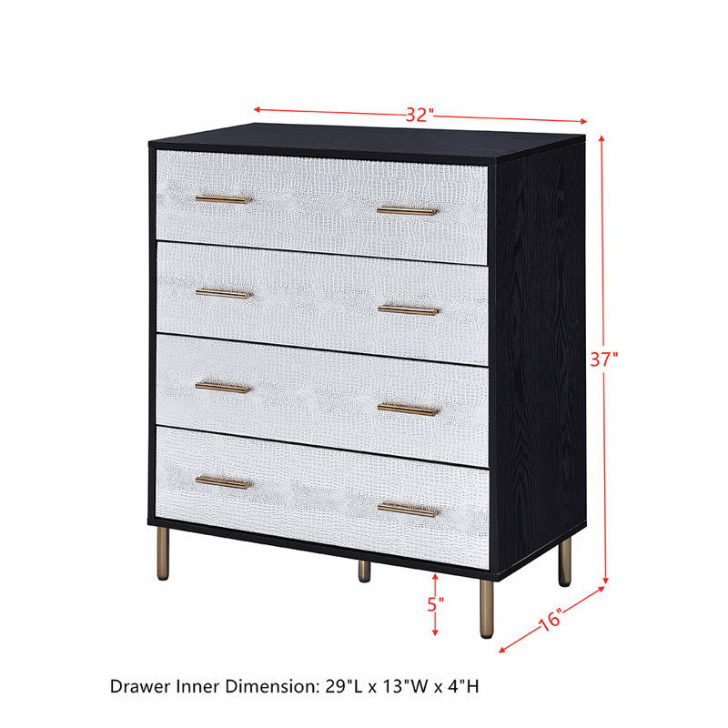 Mabeline Accent Chest, Silver/Black