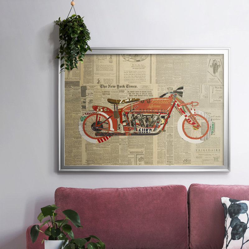 Toile tendue avec châssis rétro vintage rouge prêt à accrocher, H 26 po x l 38 po x P 1,5 po