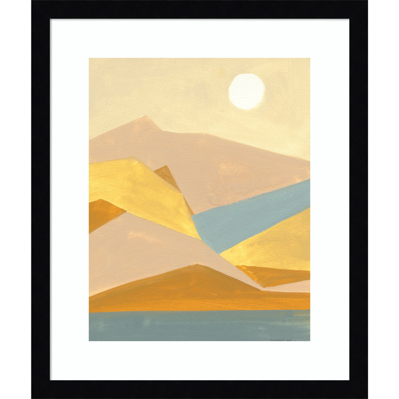 Retro Abstract I Southwest Mountains - Cadre photo, reproduction d'art sur papier, Papier encadré noir, H 19 po x l 16 po