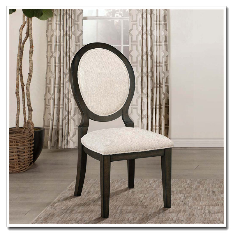 Chaise d'appoint en bois à dossier ovale