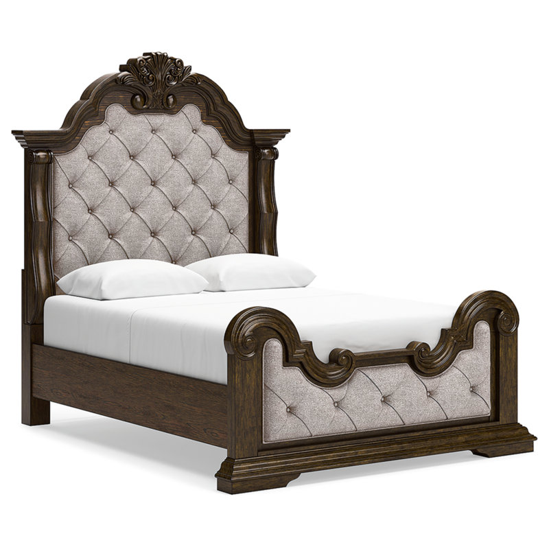 Grand lit tapissier Maylee, Brun, Grand