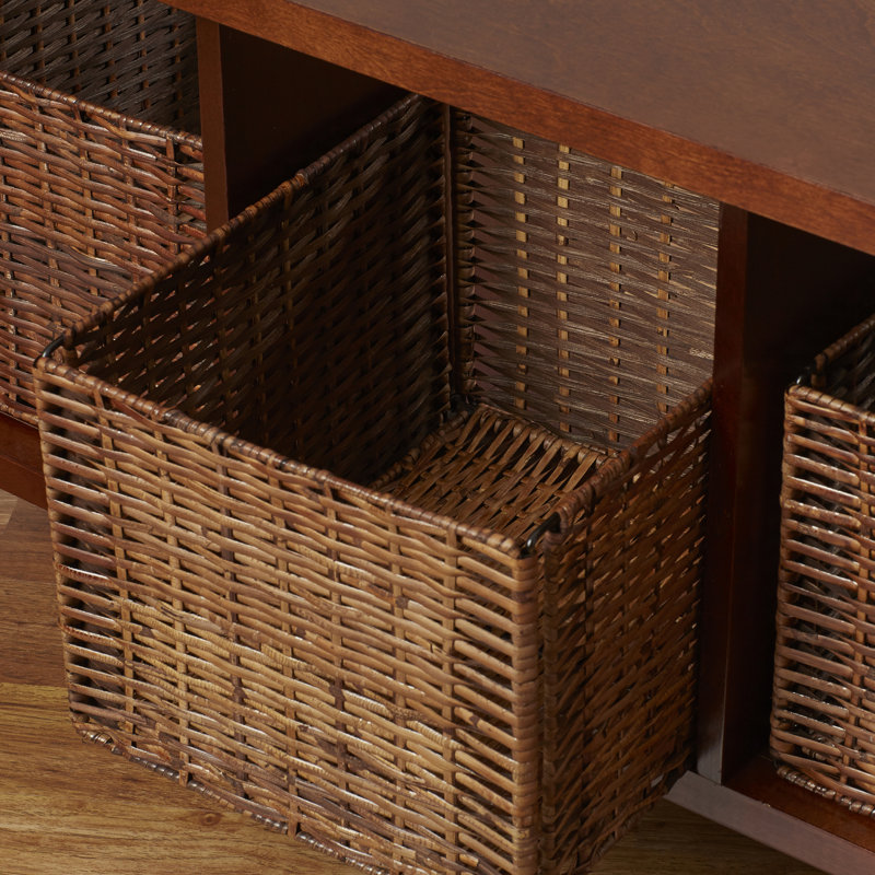 Banc de rangement en bois massif Lomanto, Acajou
