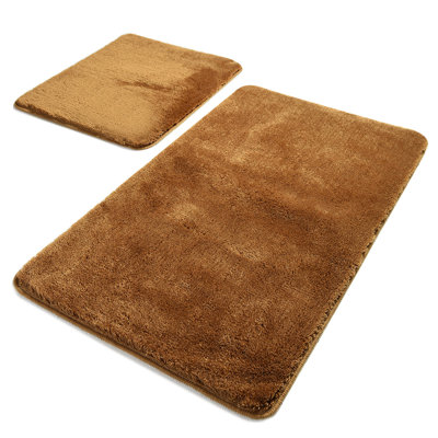 Ensemble de tapis de bain en acrylique de qualité supérieure (2 pièces), brun clair, 19,7 x 23,6 pouces et 23,6 x 39,4 pouces | 100% acrylique antibactérien, 1,5 lb / pi2, dessous antidérapant, lavable en machine à 86 ° F | Doux et durable pour votre salle de bain