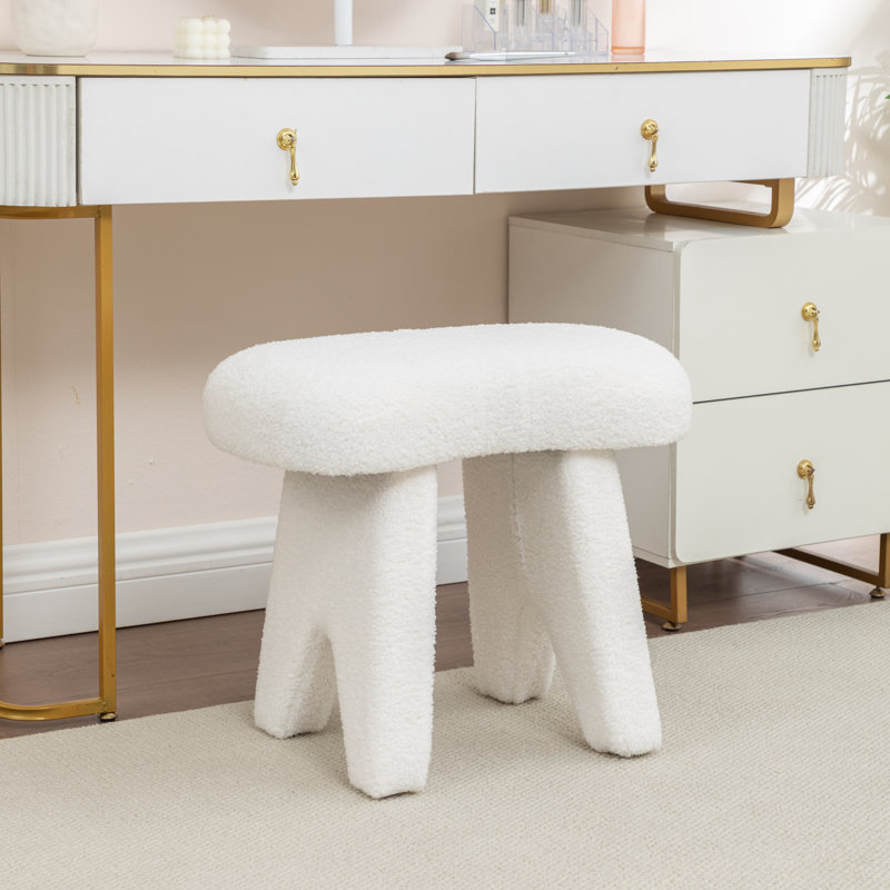 Fauteuil de maquillage en fausse fourrure, Blanc