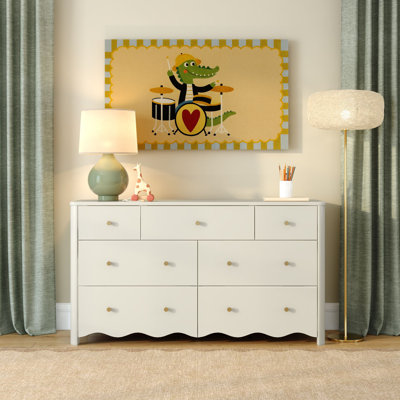 Commode 7 tiroirs Sutton, lin blanc