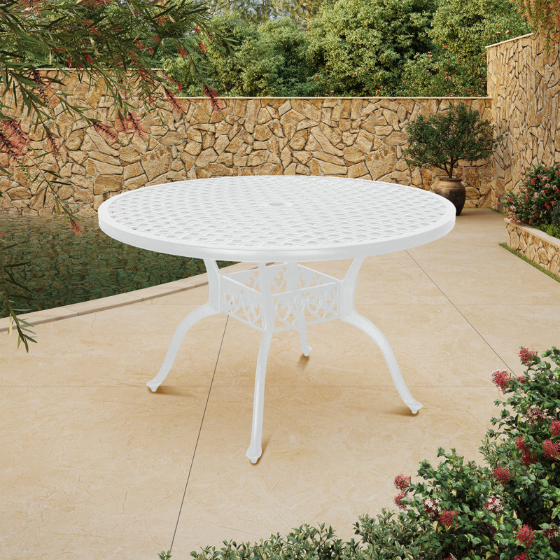 Table de salle à manger d'extérieur, Blanc / Blanc