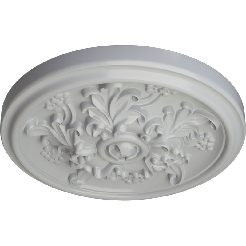 Médaillon de plafond Endurathane Katheryn, DO 14 1/2 po x P 2 3/4 po (convient aux auvents jusqu'à 2 1/8 po), fini givré peint à la main