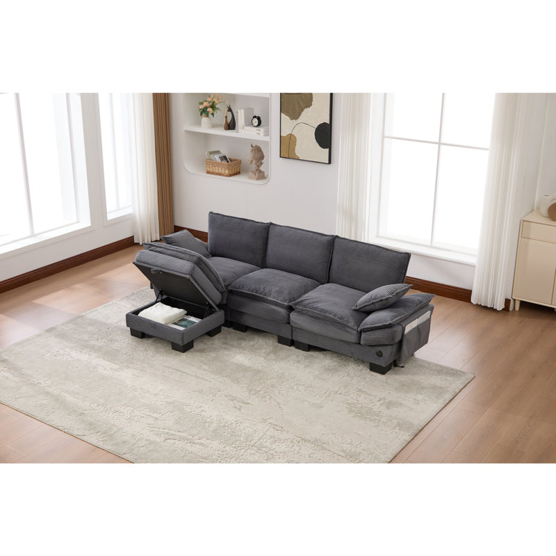 Canapé modulaire modulaire Cloud, Gris foncé, H 33,07 po x l 102,36 po x P 51,97 po