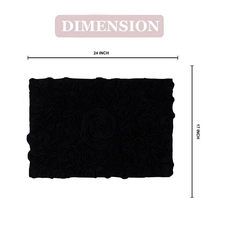 Tapis pour salle de bain Schoenberger, L 24 po x l 17 po, Noir, noir, noir, noir