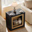 Table de bout avec design inspiré du cadre, table d'appoint rectangulaire avec grande tablette de rangement