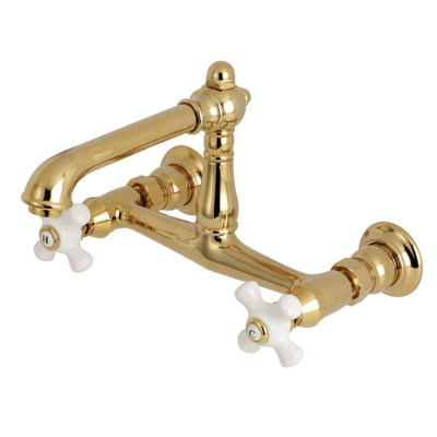 Kingston Brass English Country Two-Handle 2-Hole Wall Mount Bathroom Faucet