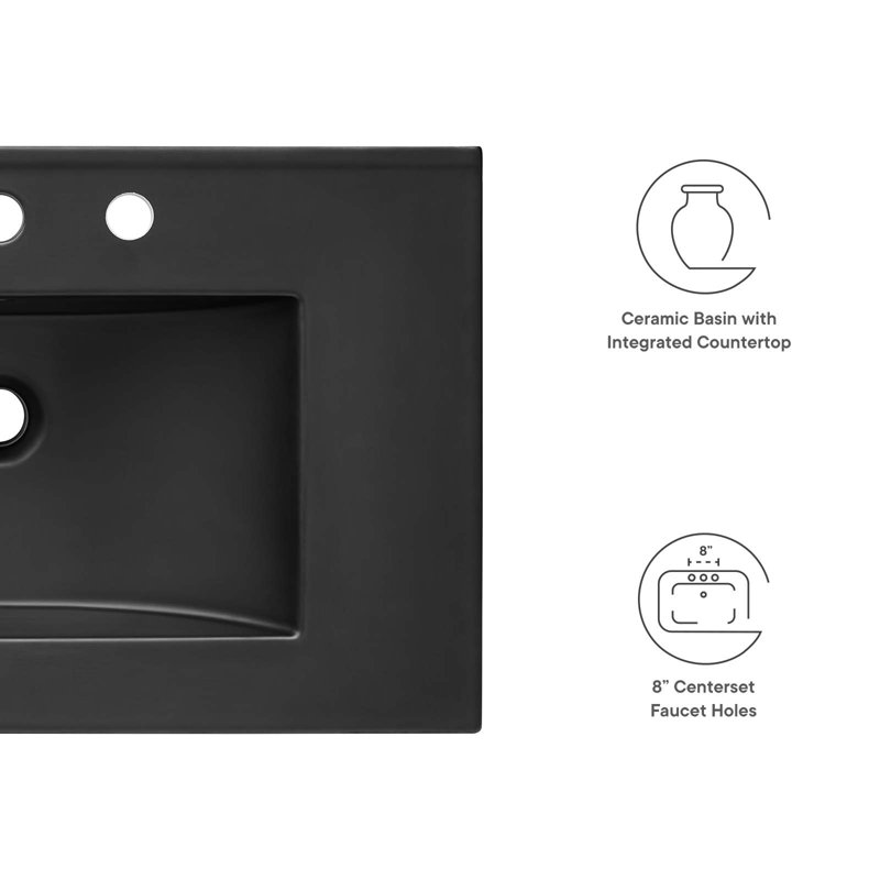 Modway Cayman 30" Bathroom Sink, Black
