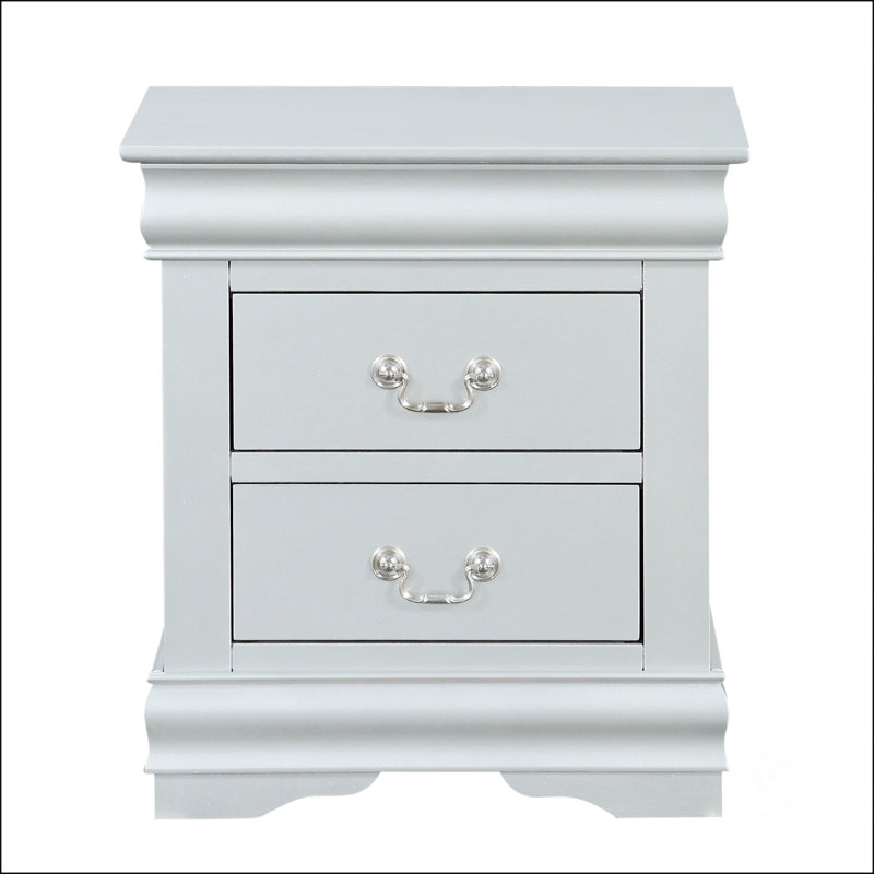 Table de chevet 2 tiroirs Traditional, Argent argent
