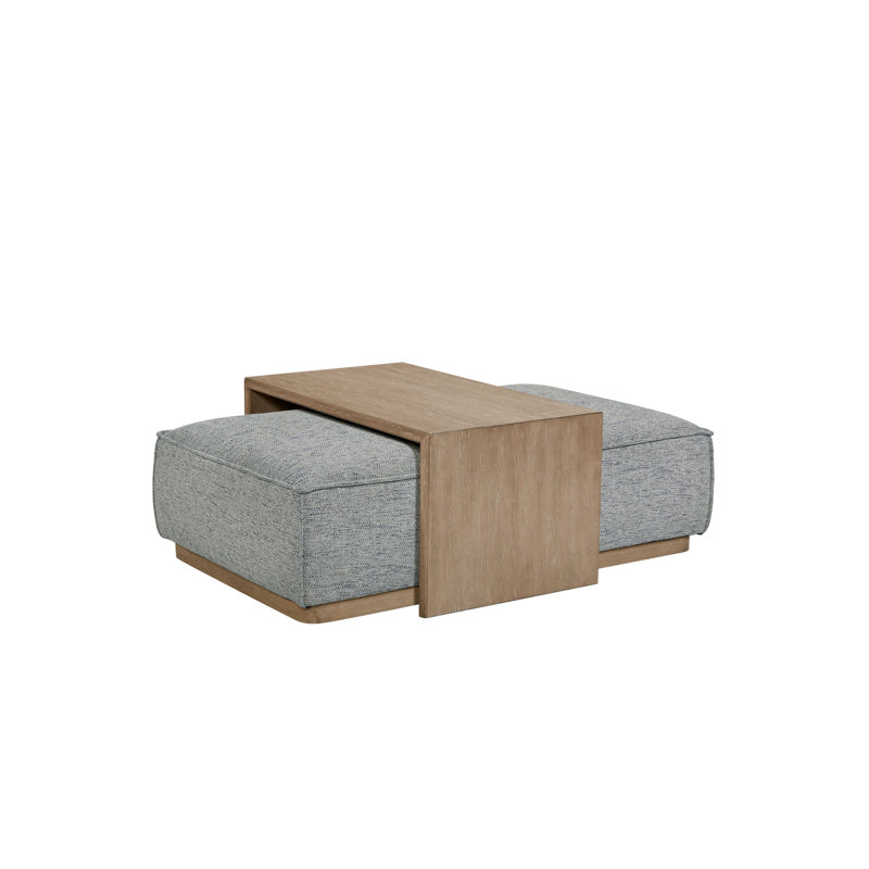 Marielle Upholstered Ottoman with Tray Table, Blue