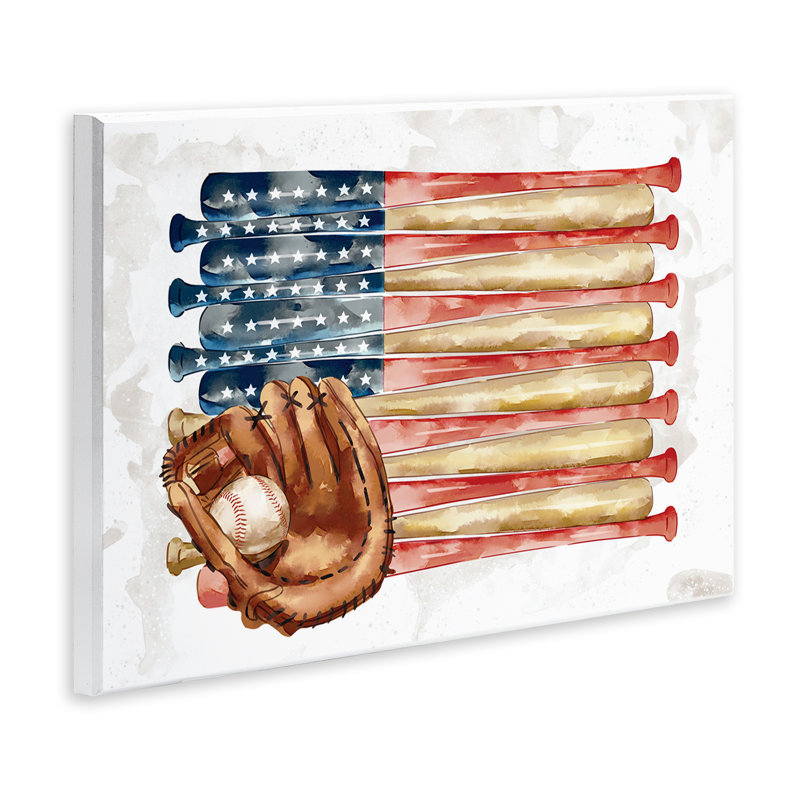 «American Baseball Flag», art mural surdimensionné pour enfants par Ziwei Li, Plaque murale, H 13 po x l 19 po