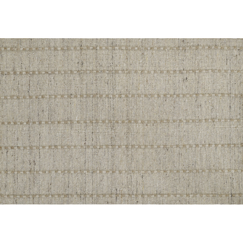 Tapis rayé en laine et polyester ivoire tissé à la main 14 pi x 5 pi Kordt, Ivoire ivoire, 14 pi x 5 pi