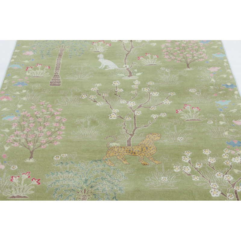 Modern Handmade Silk and Wool Area Rug