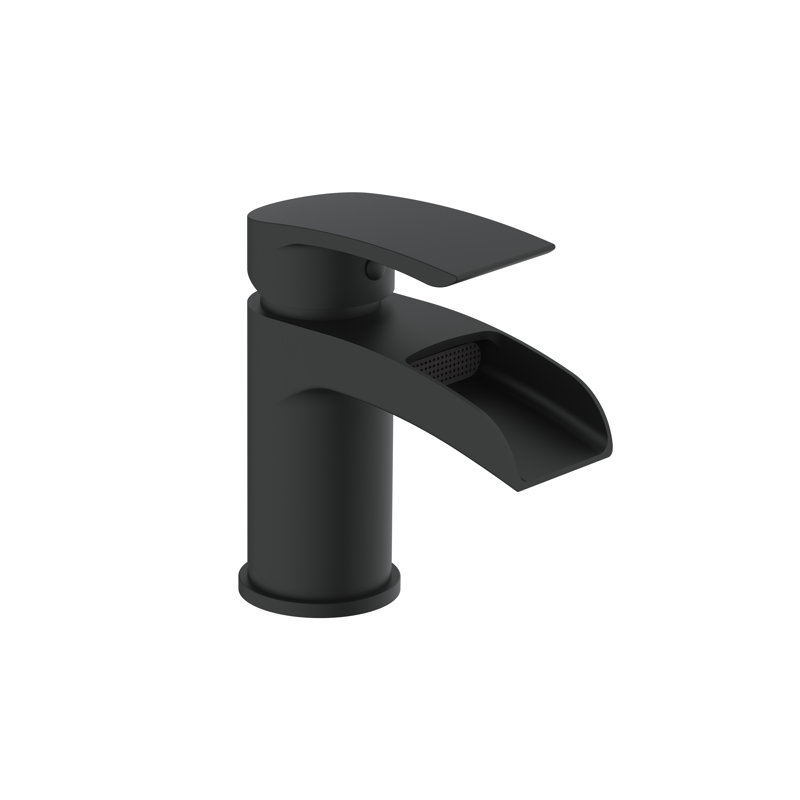  Symphony Round Waterfall Mono Basin Mixer Tap with Waste - Chrome, Matte Black