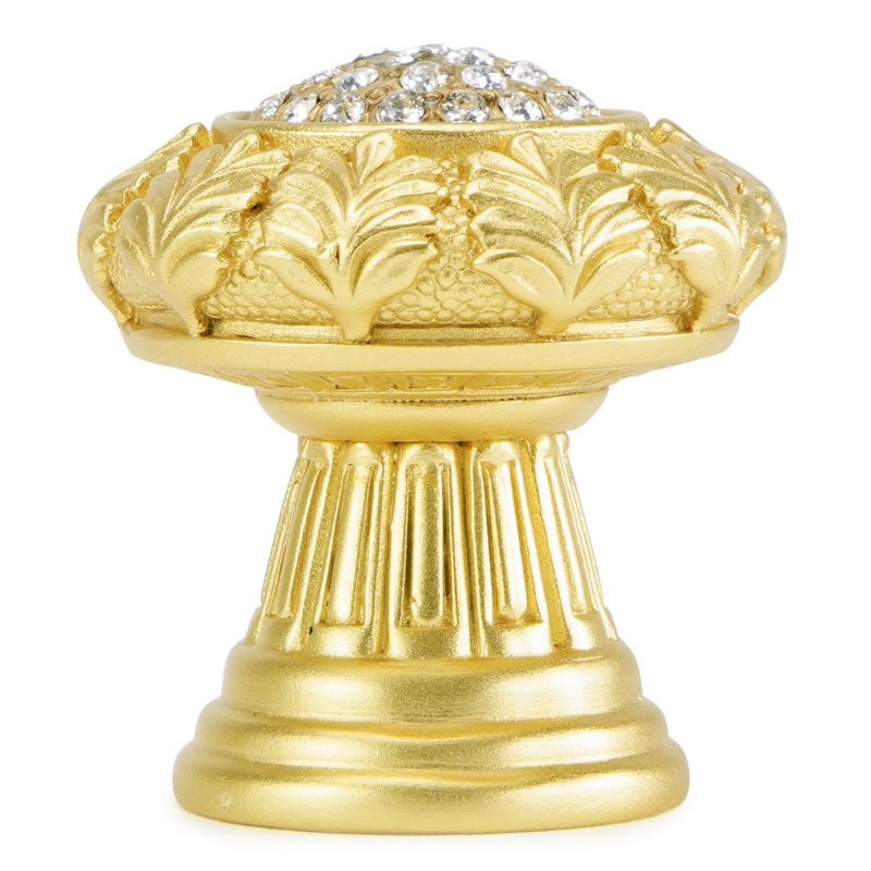 VERONA KNOB; CLEAR CRYSTAL;, 1 3/8", Gold