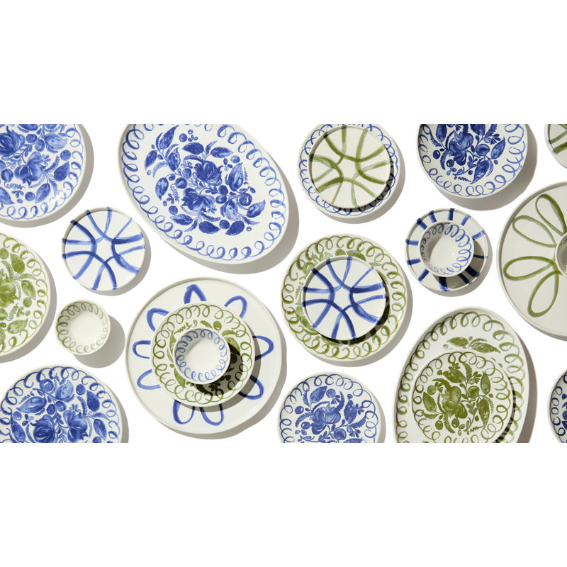 Amalfi Pasta Bowl - Pink - 9.1", White, Blue