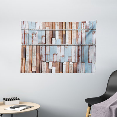 Wandteppich, Rusty Screw hölzerne Art, Weiß Braun und Blau