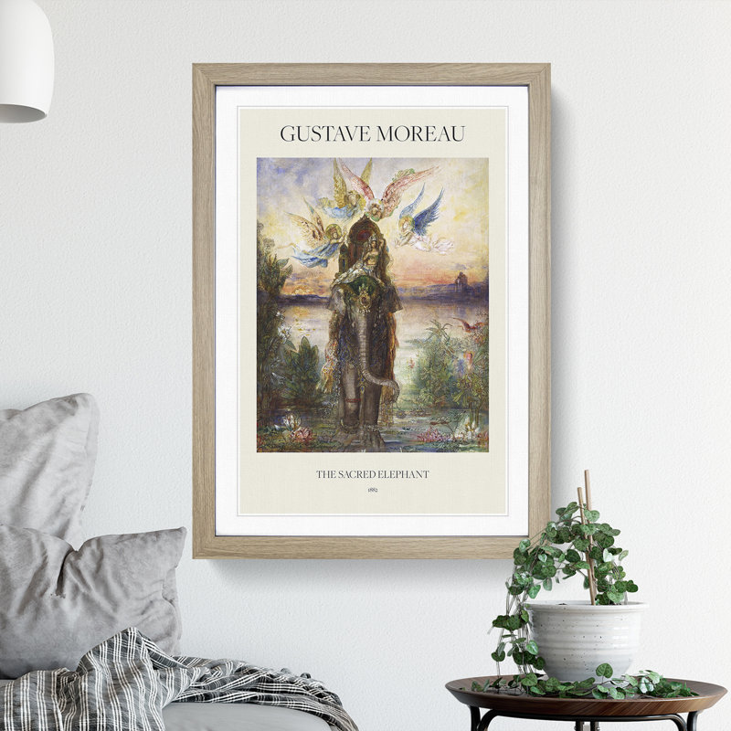 The Sacred Elephant by Gustave Moreau - Picture Frame Painting, 48cm H x 36cm W x 2cm D, Oak Framed