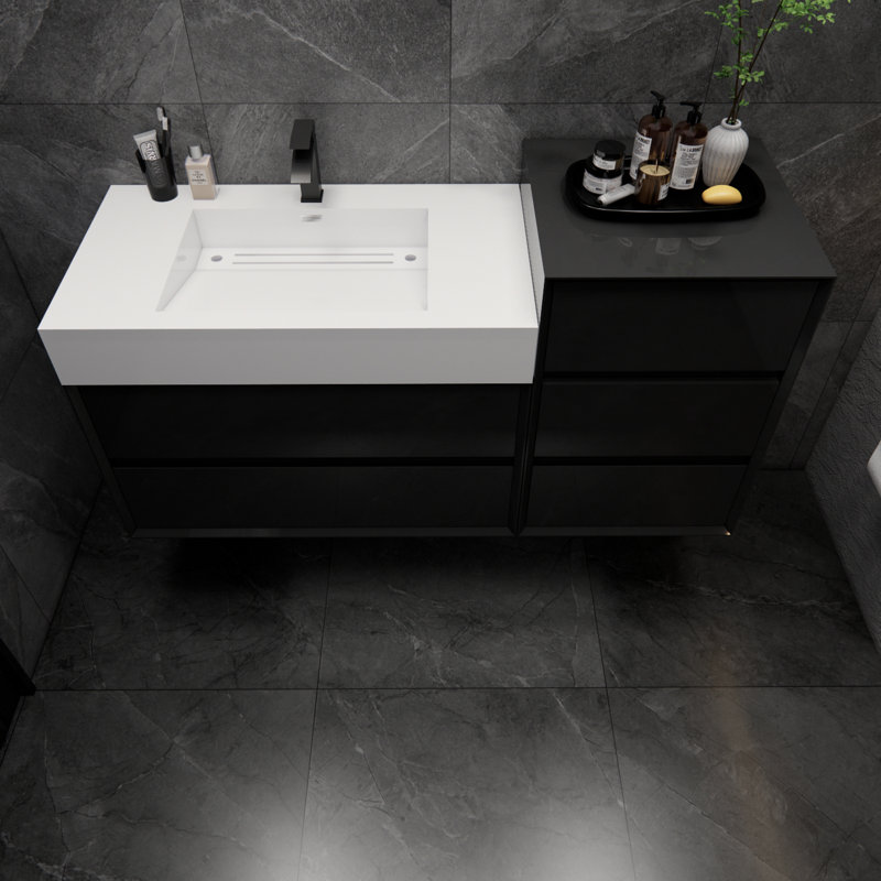 Meuble-lavabo simple 55 po Albizu, Noir
