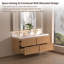 Meuble-lavabo flottant de 60 po avec comptoir en quartz et deux lavabos encastrés, tiroirs en bois massif, conception en bois cannelé