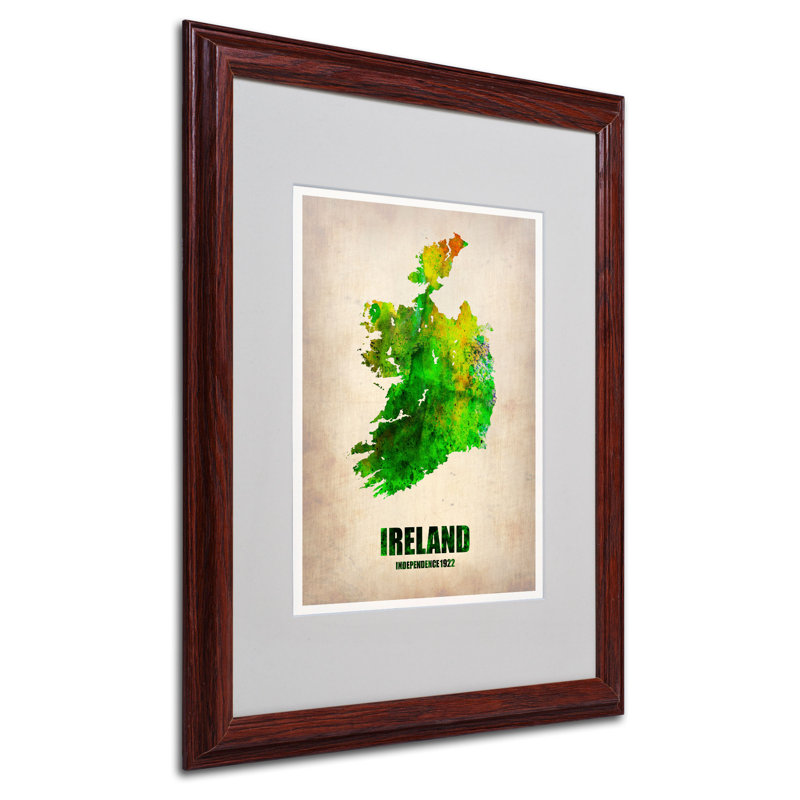 « ireland aquarelle map », impression encadrée sur toile, H 14 po x l 11 po x P 0,5 po, Brun