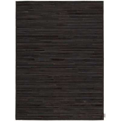Tapis noir en cuir de vache noué à la main Prairie