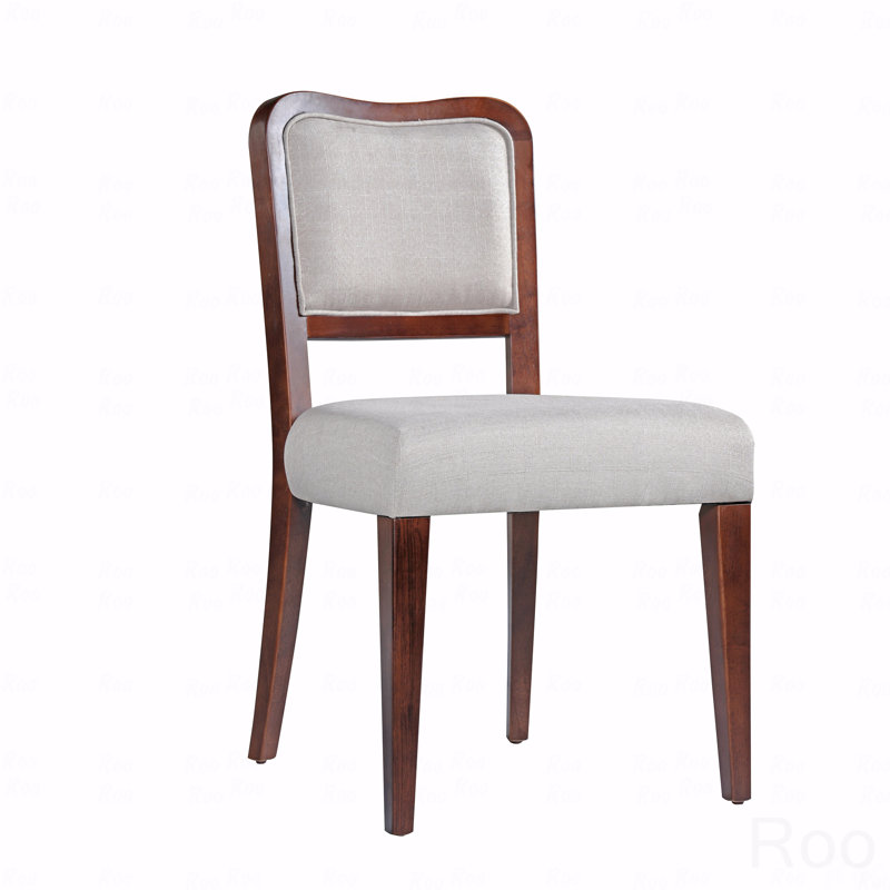 Set Of 2 Dining Chairs, Upholstered Dining Chairs  - Traditional Elegant Fabric Side Chairs With Curved Lines, Solid Hardwood Frame