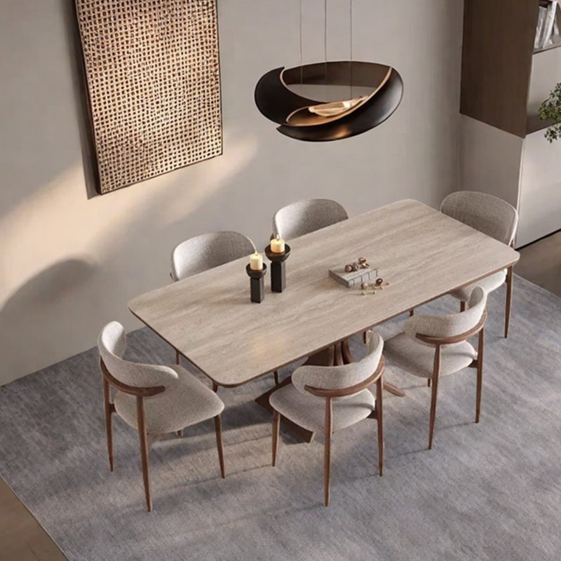 Ensemble de table de salle à manger unique en pierre frittée, H 29,53 po x L 62,99 po x l 31,5 po