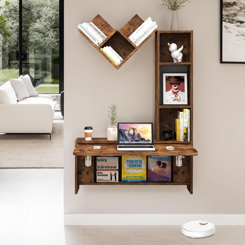 Bureau flottant Deprato, Brun rustique